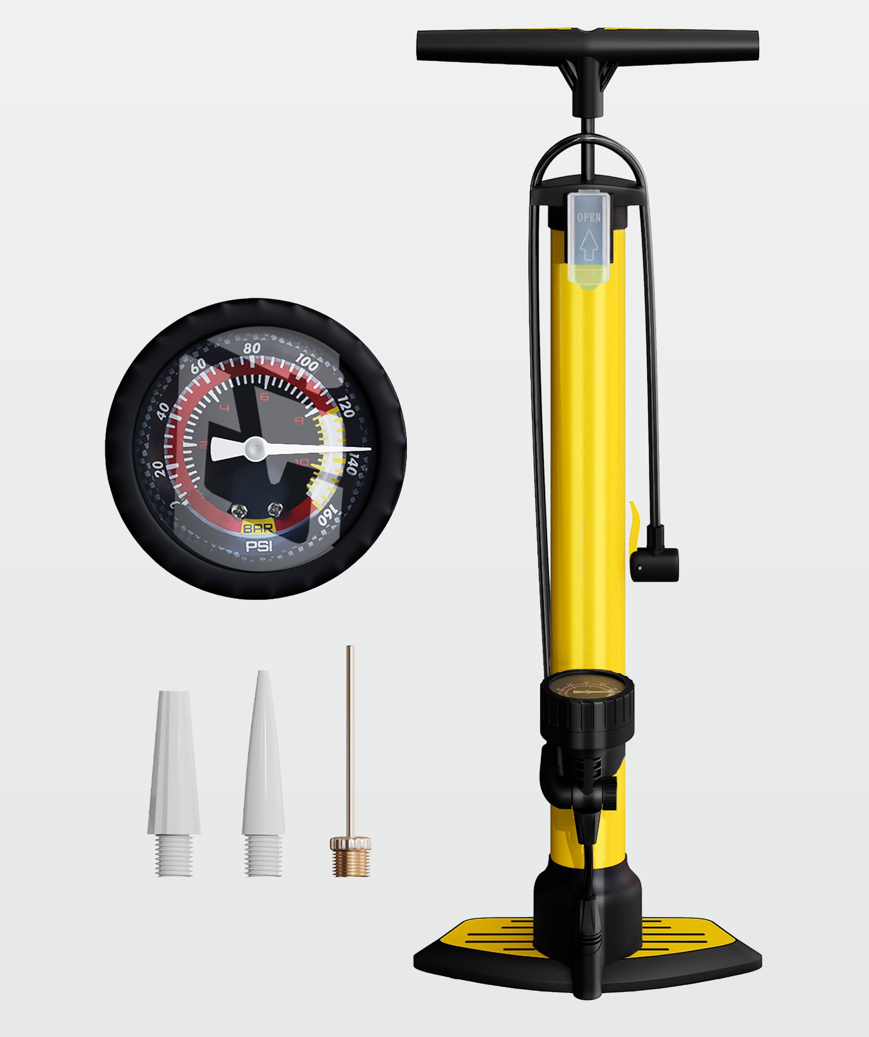 Mehrzweck-fußluftpumpe, leicht und kompakt: inklusive manometer