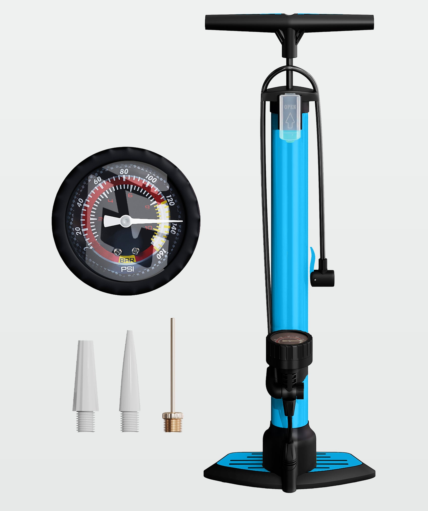 Mehrzweck-fußluftpumpe, leicht und kompakt: inklusive manometer