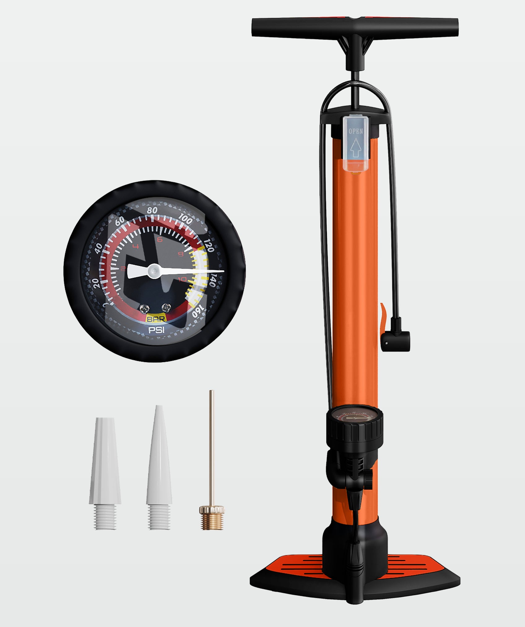 Mehrzweck-fußluftpumpe, leicht und kompakt: inklusive manometer