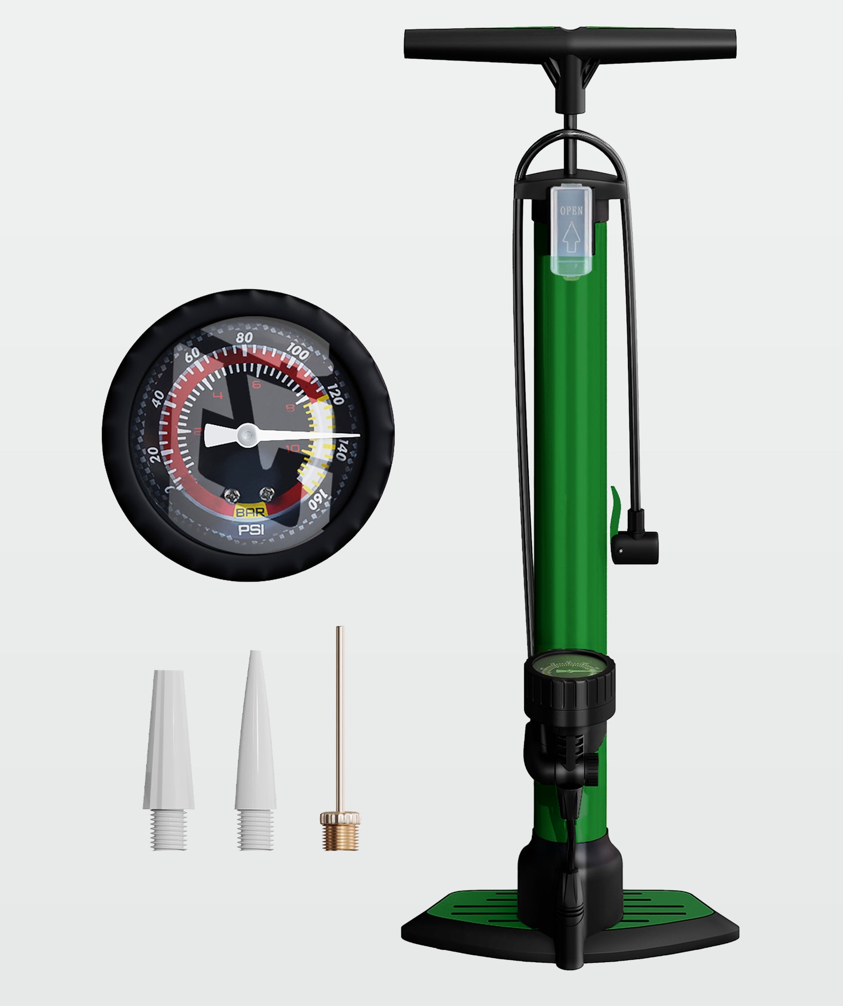 Mehrzweck-fußluftpumpe, leicht und kompakt: inklusive manometer