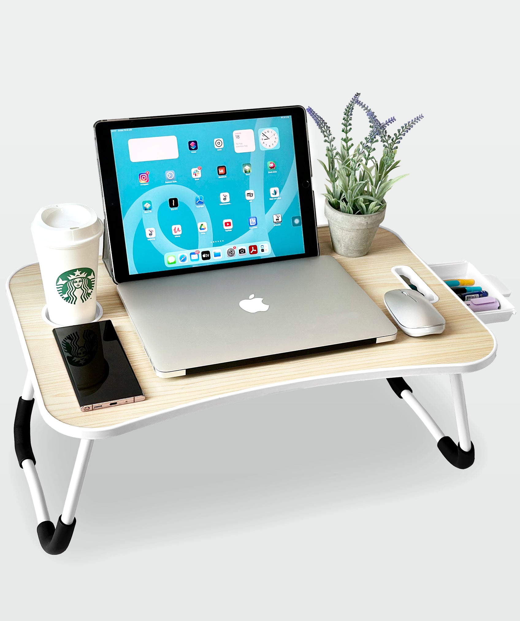 Mehrzweck-klapptablett mit ergonomischem ständer, ideal für laptop und bücher