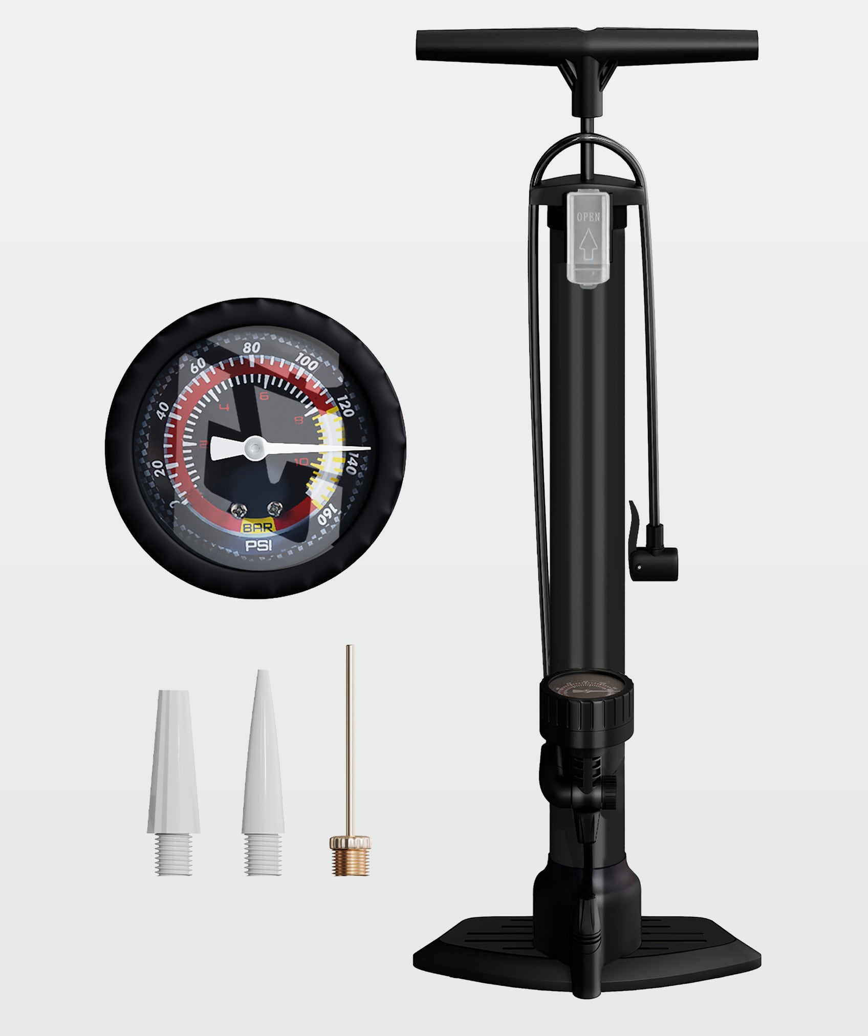 Mehrzweck-fußluftpumpe, leicht und kompakt: inklusive manometer