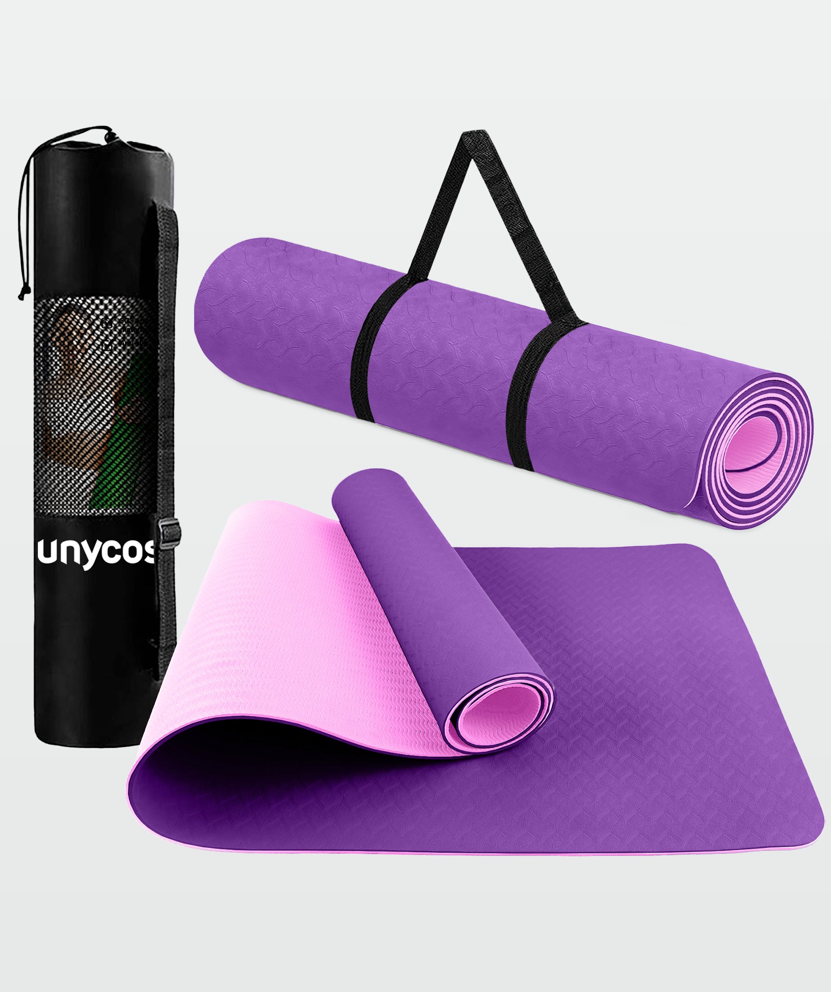 Ökologische, beidseitig verwendbare und rutschfeste yogamatte mit tasche und gurt