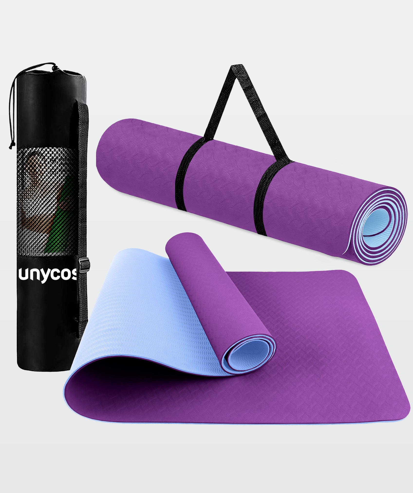 Ökologische, beidseitig verwendbare und rutschfeste yogamatte mit tasche und gurt