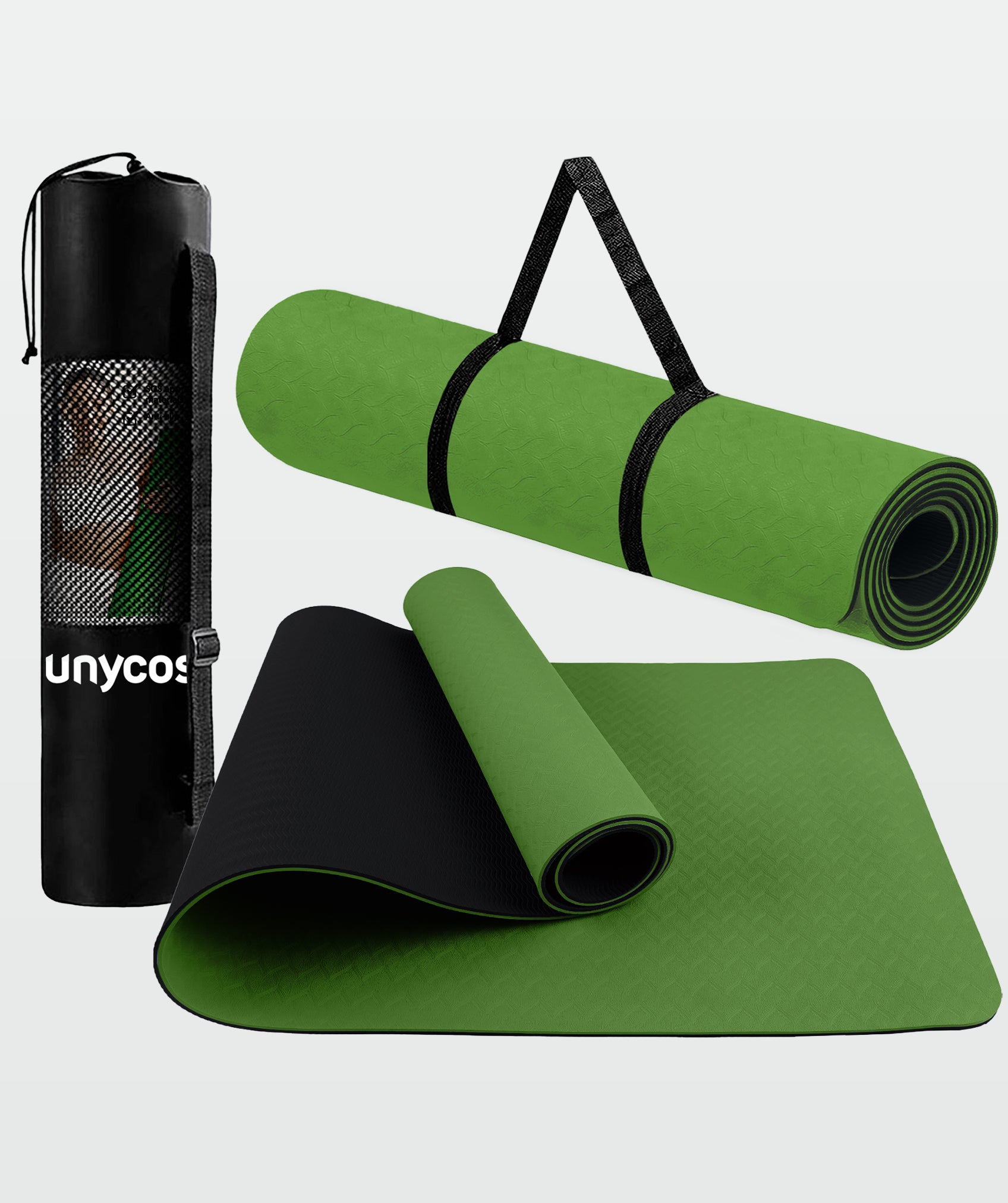 Ökologische, beidseitig verwendbare und rutschfeste yogamatte mit tasche und gurt