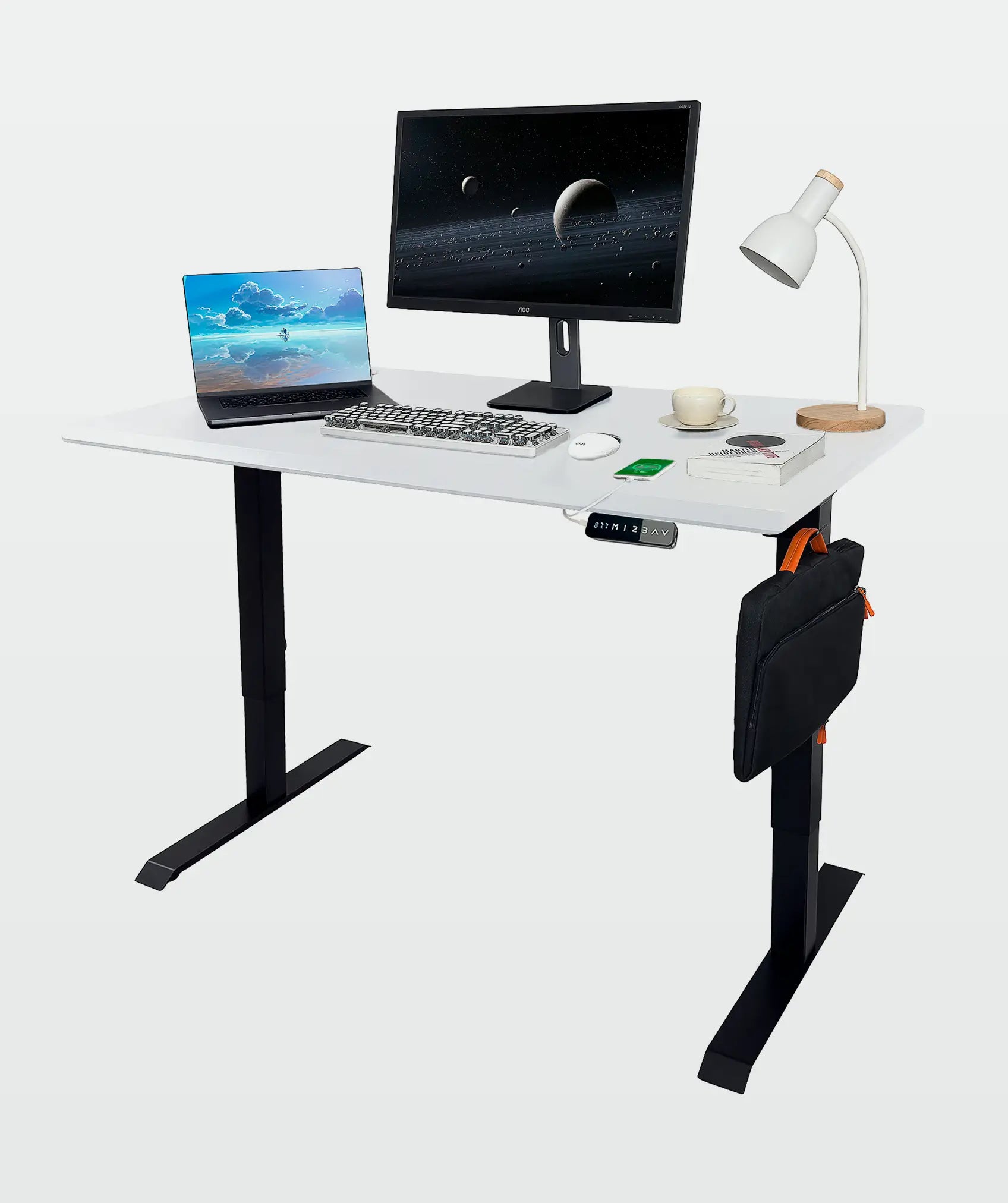 Robuster elektrisch verstellbarer schreibtisch: mit LED-steuerung und USB-anschlüssen