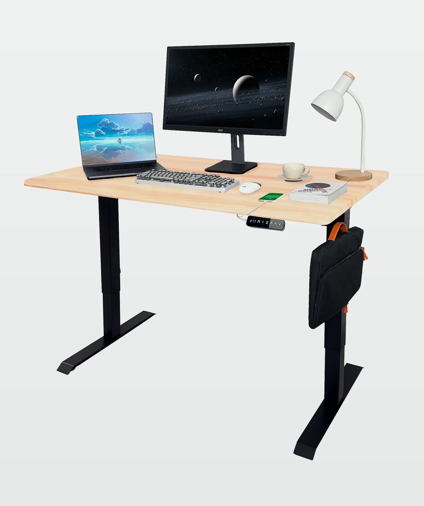 Robuster elektrisch verstellbarer schreibtisch: mit LED-steuerung und USB-anschlüssen