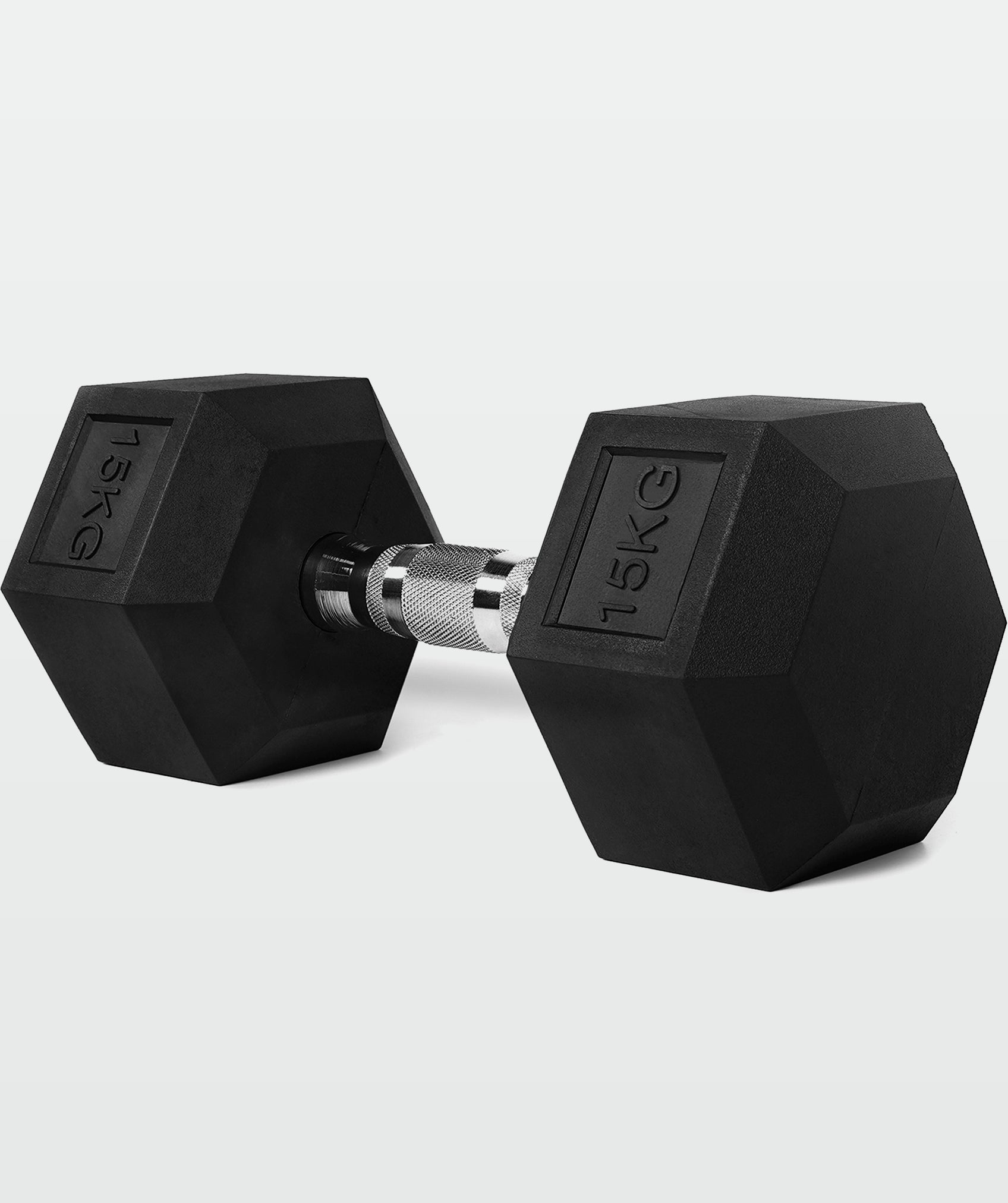 Hex-hantel 15-17,5-20 kg mit verchromtem griff und gummi