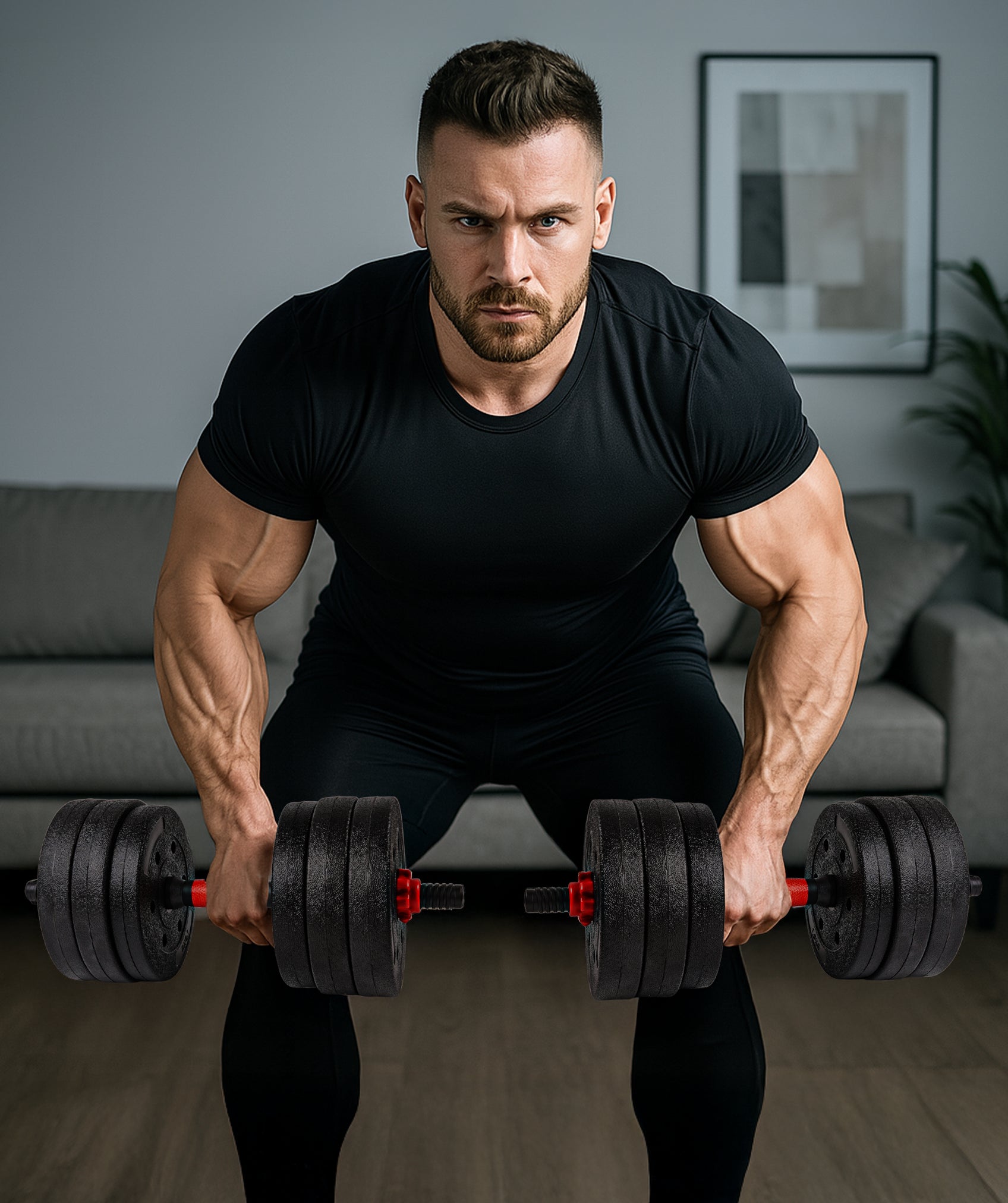 Einstellbares hantelset von 10-40 kg: für das heimfitnessstudio