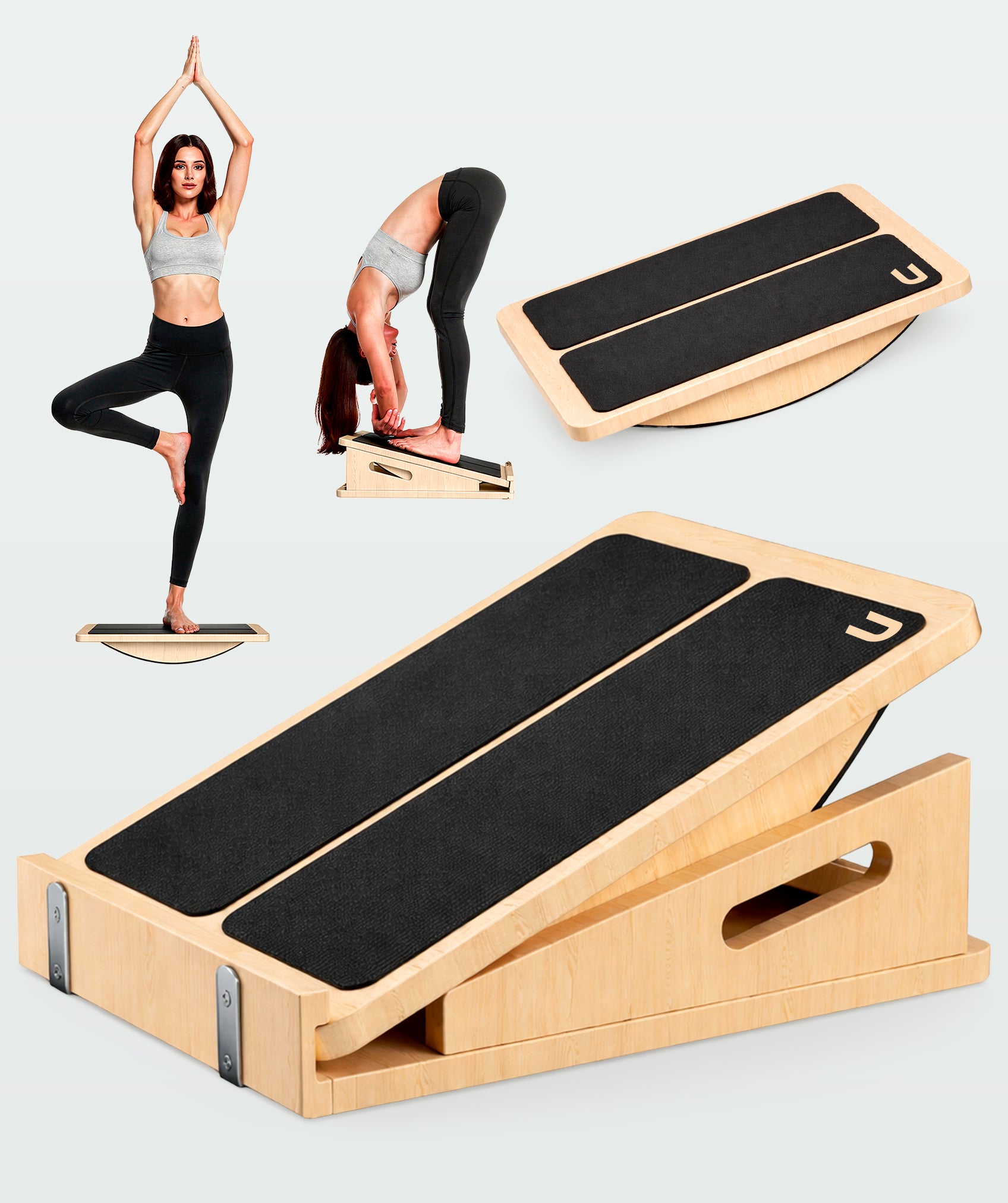 Tabla de equilibrio antideslizante de madera - tablero inclinado