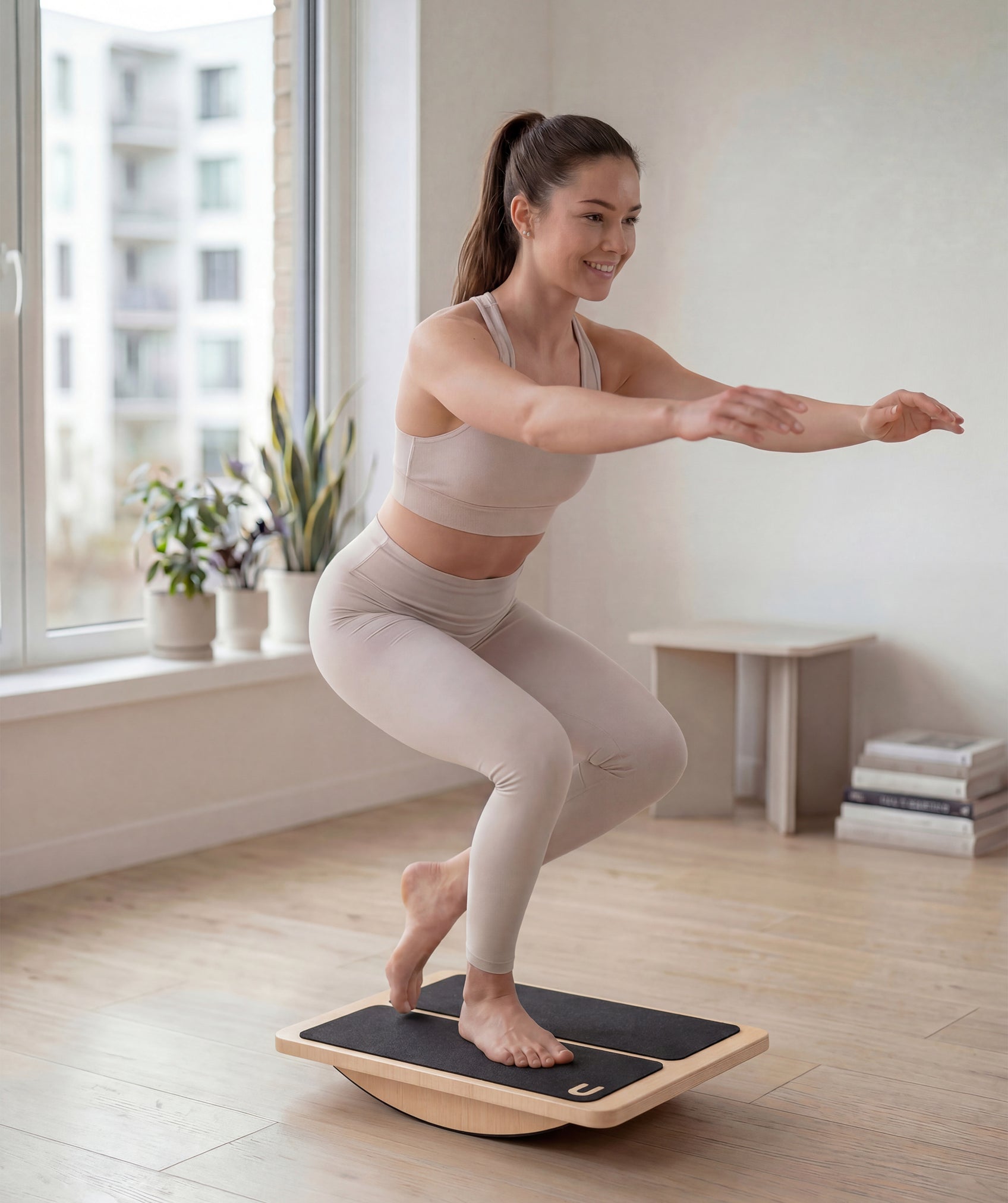 Tabla de equilibrio antideslizante de madera - tablero inclinado