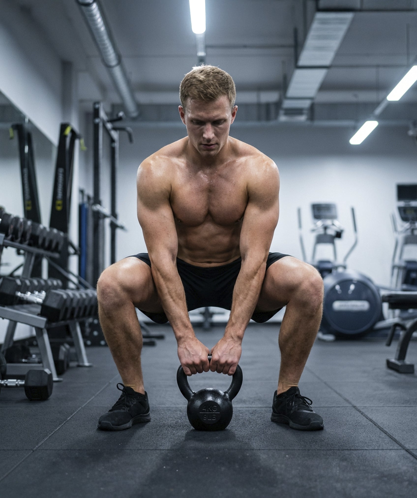 Kettlebell aus massivem eisen mit ergonomischem griff, 4-20 kg